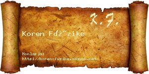 Koren Füzike névjegykártya